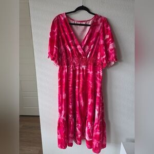SHEIN Curve Plus Vibrant Pink Valentine Maxi Dress